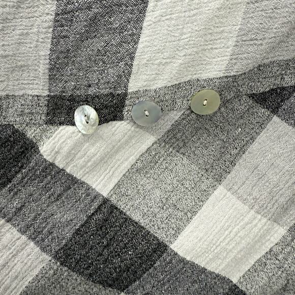 Habitat Clothes To Live In Tunic Large Asymmetrical Bufflalo Plaid Linen Blend - Picture 4 of 13